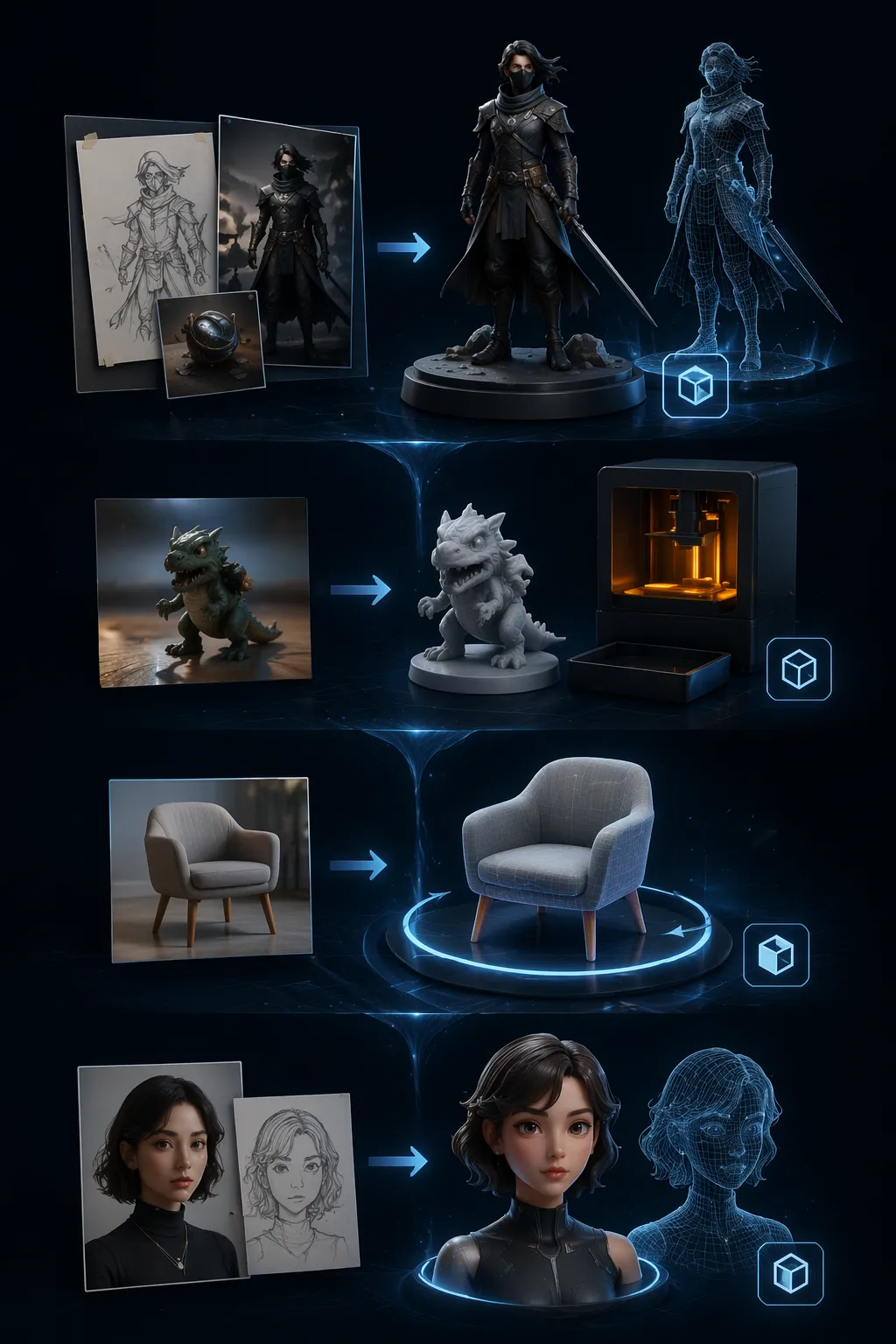 Paint 3D converting a reference image into a 3D model